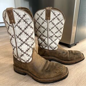 Twisted X Brown and White Steel Toe Boots
